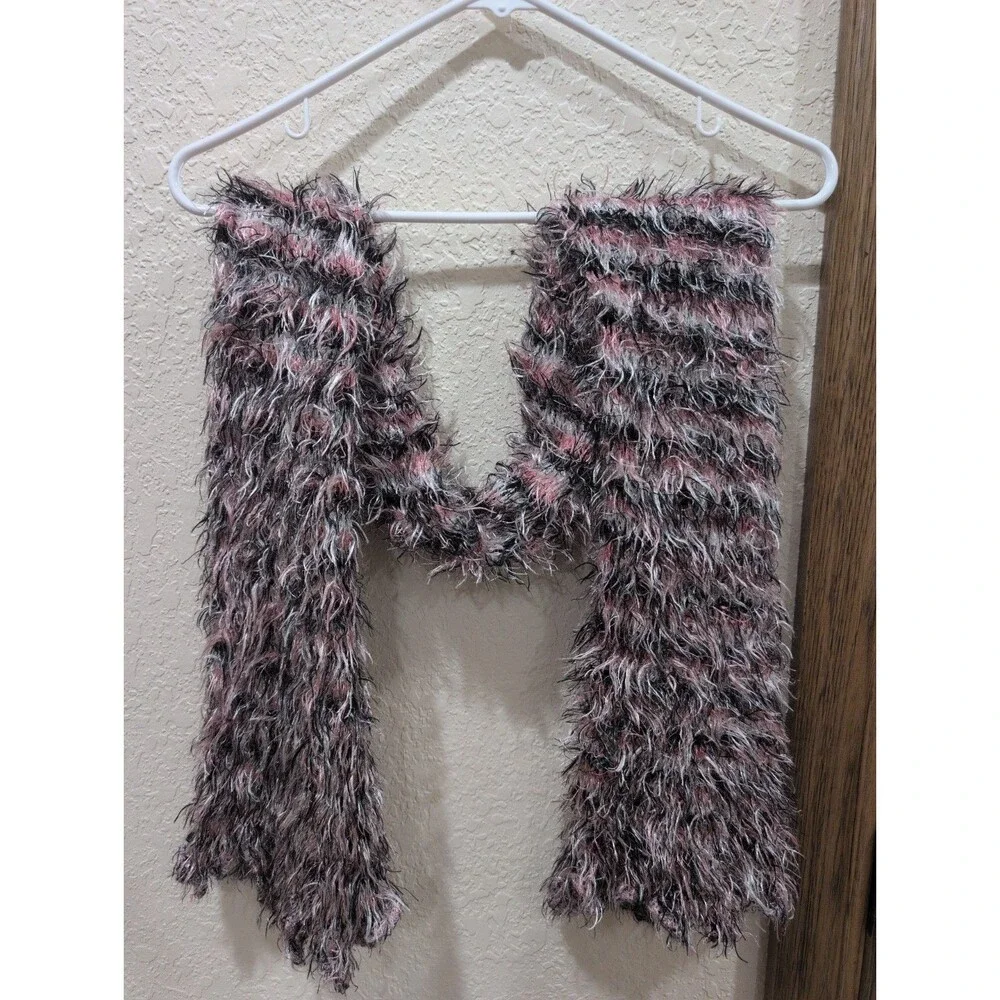 5 Fuzzy Eyelash Skinny Boa Scarf Scarves Black, Gold, White, Silver, Multi